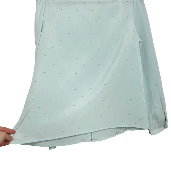 Liz Claiborne Seafoam Green Jeweled Button Front Blouse - Picture 12 of 15
